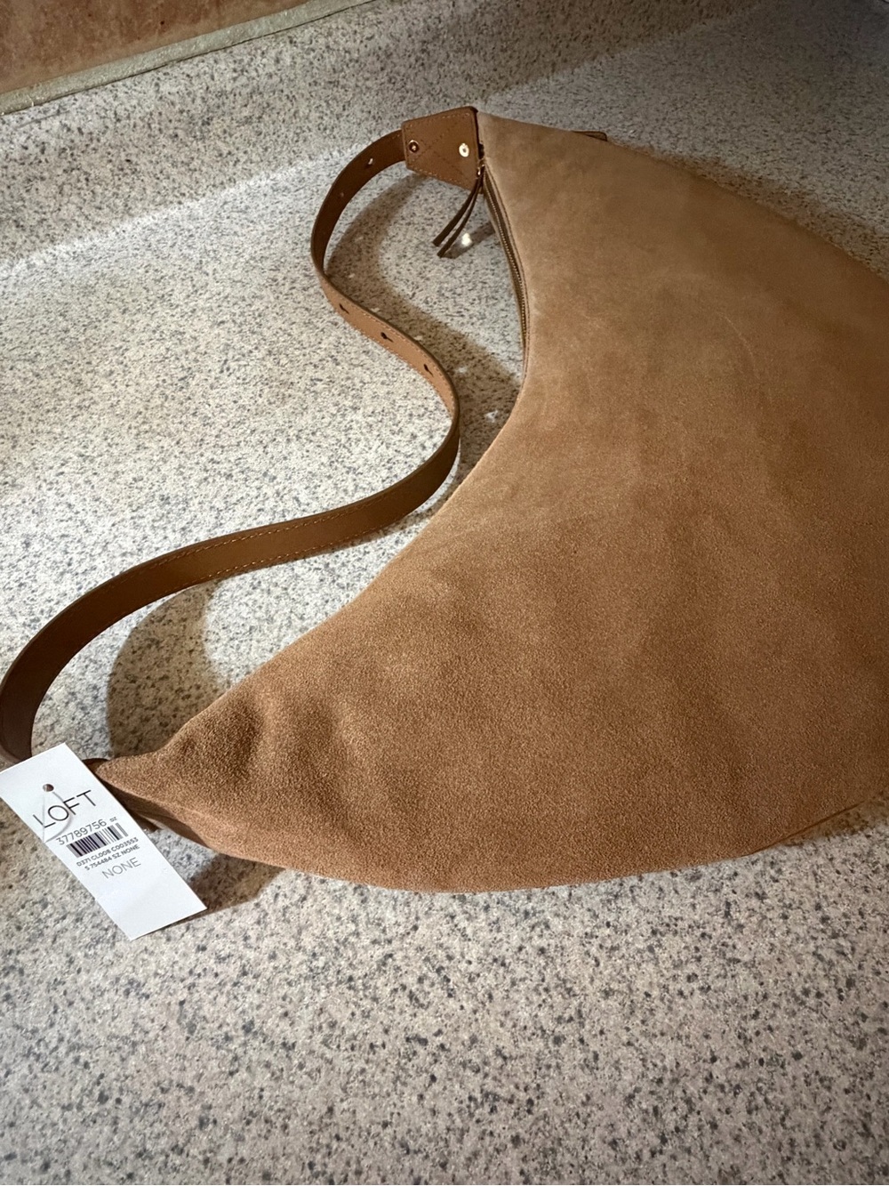 NWT! LOFT Real Suede & Leather Hobo Bag in Cognac